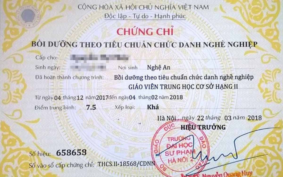 các trường cấp chứng chỉ chức danh nghề nghiệp