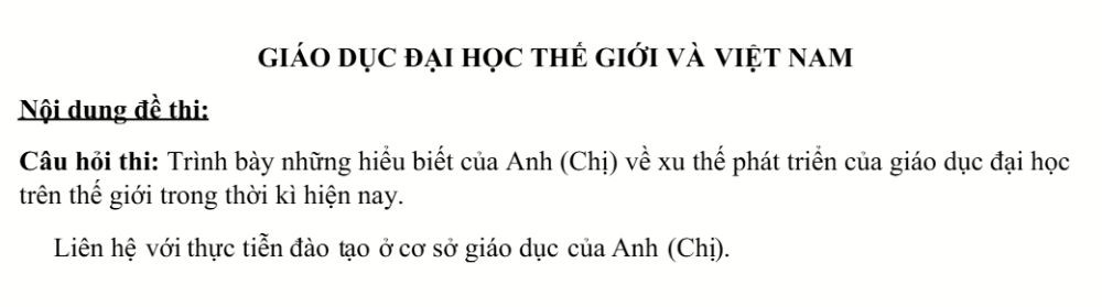 Đề thi môn Giáo dục học Thế Giới và Việt Nam