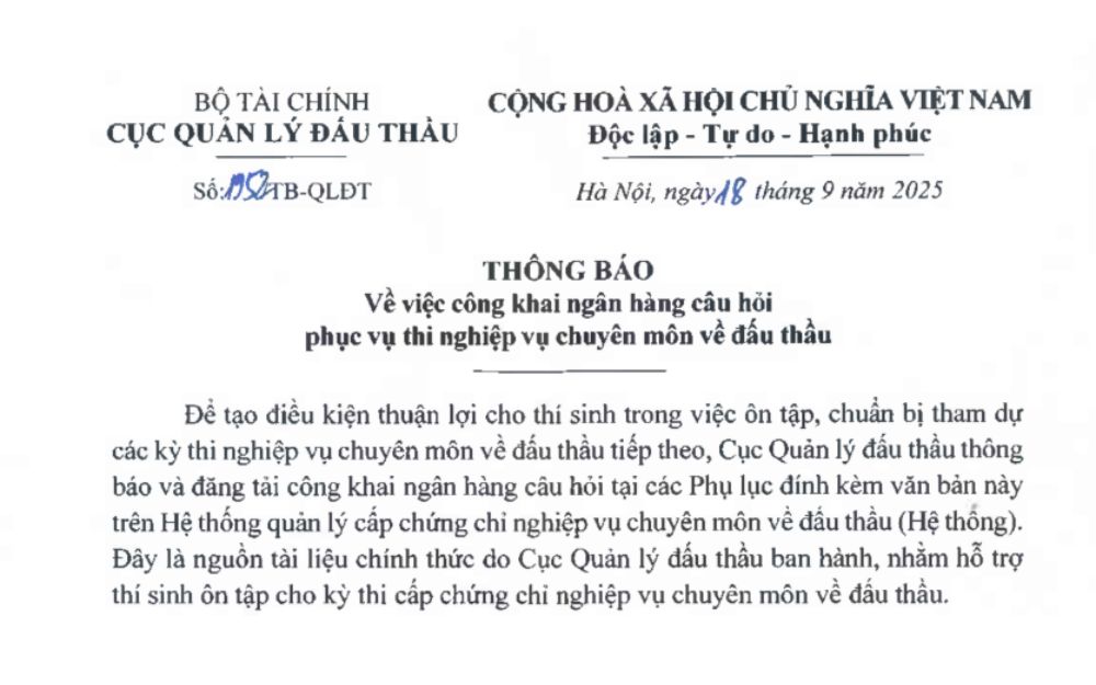 Bộ câu hỏi tình huống đấu thầu có đáp án